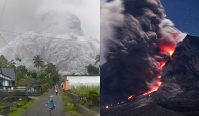 Indonesia Volcanic Eruption Residents flee in panic as Mount Semeru erupts